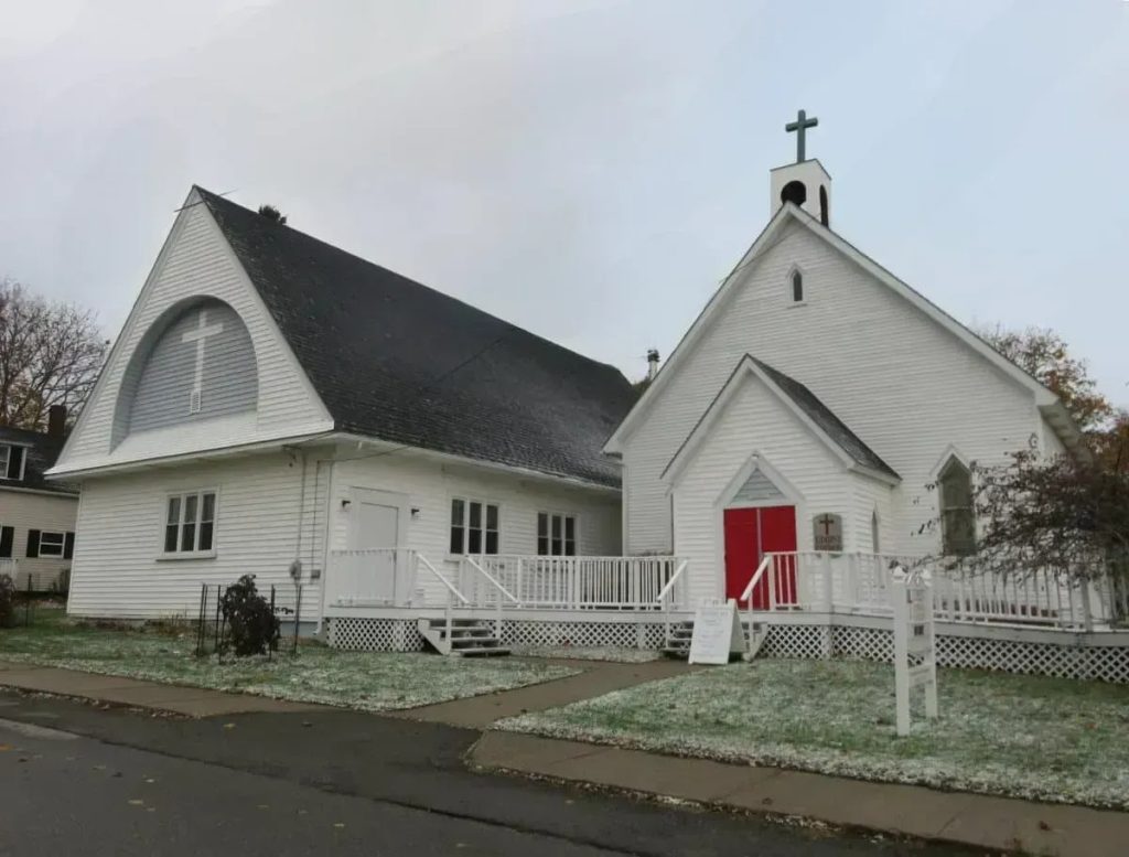 Christ Episcopal Church and pparish hall at 21 Key Street, Eastport, Maine.